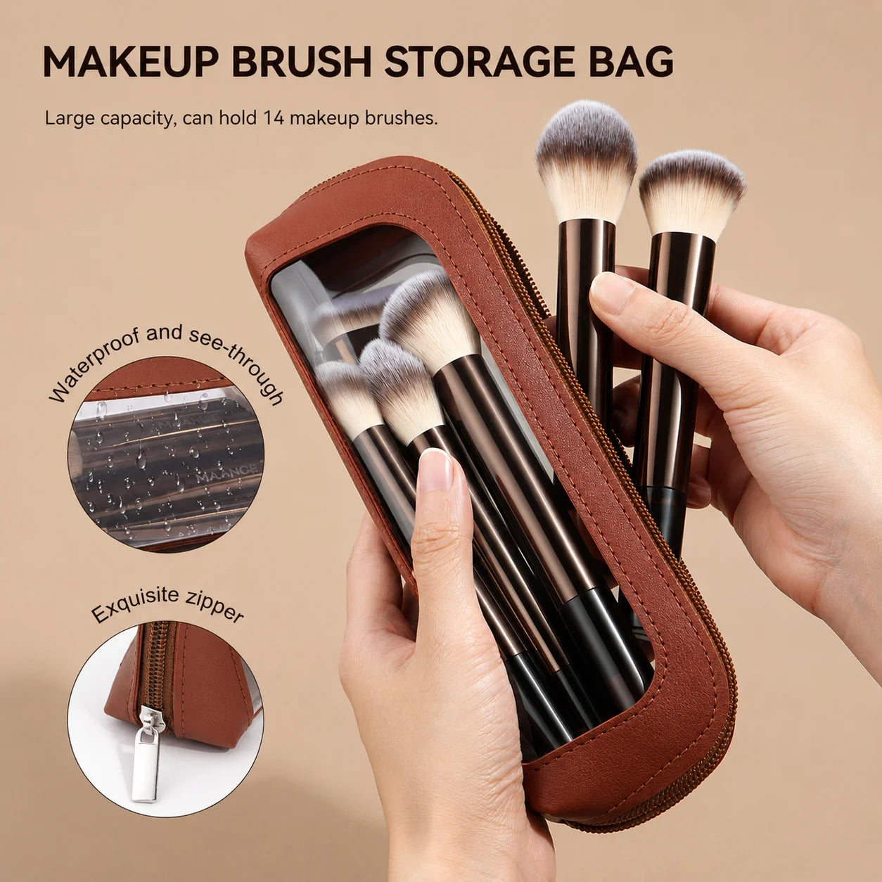 15Pcs Professional Soft Aluminum Makeup Brush Set, Foundation, Eyeshadow, Brow, Blush & Powder Brushes, Portable Cosmetic Tools