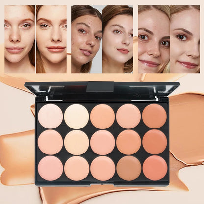 15 Colors Face Concealer Cream Contour Palette,Moisture Cream Makeup Foundation Full Coverage Foundation Covering Perfect Makeup