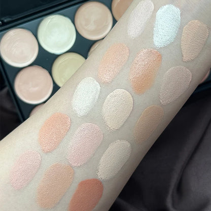 15 Colors Face Concealer Cream Contour Palette,Moisture Cream Makeup Foundation Full Coverage Foundation Covering Perfect Makeup