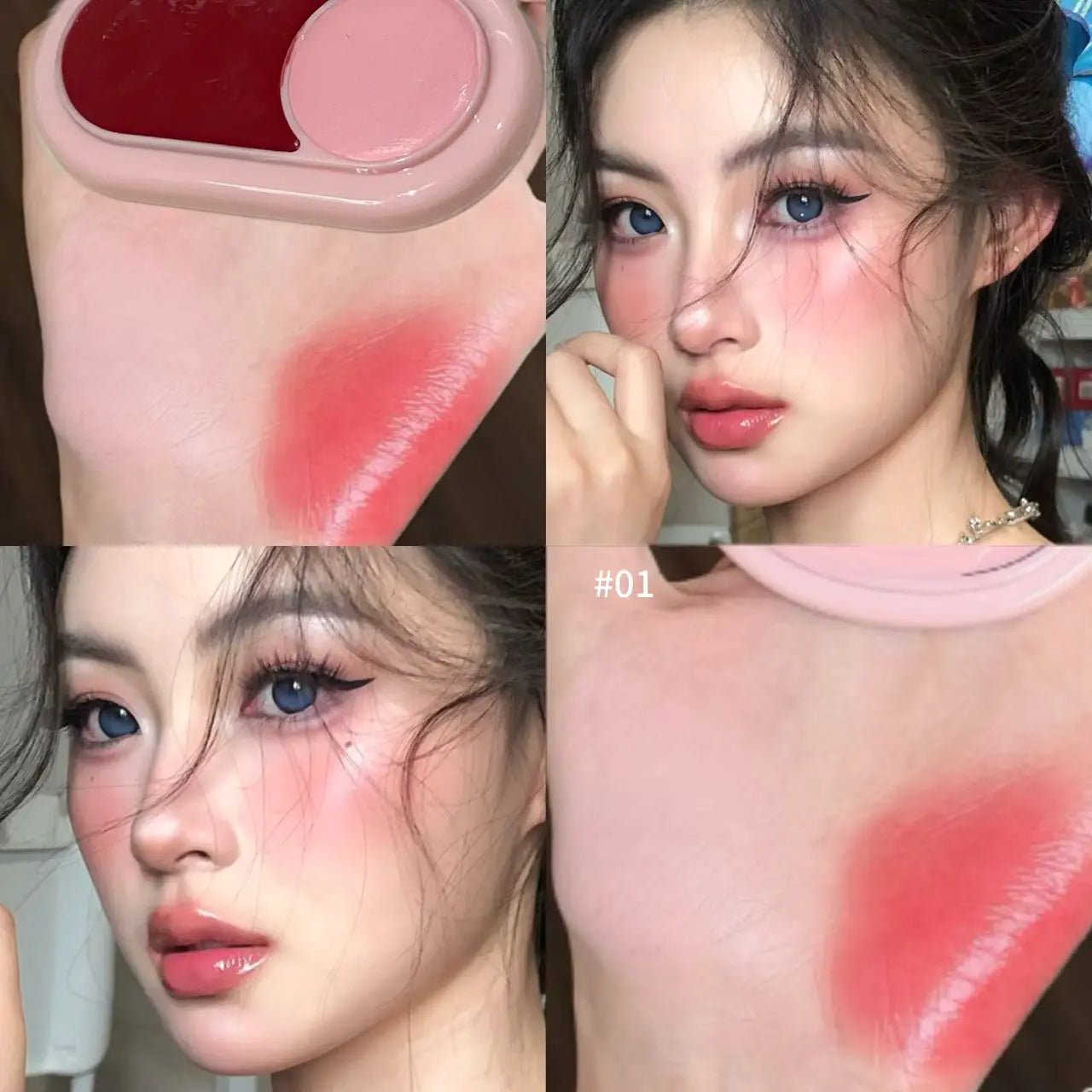 Two Tone Cream Blush Smooth Texture Natural Blend Waterproof Long Lasting Daily Date Makeup