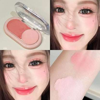 Two Tone Cream Blush Smooth Texture Natural Blend Waterproof Long Lasting Daily Date Makeup