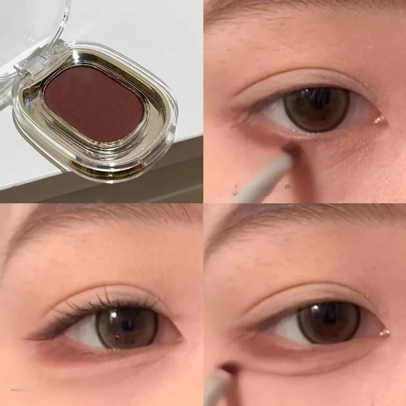 Red Brown Monochrome Eyeshadow Powder Palette Silky Matte Chocolate Red Lying Silkworm Eyeliner Waterproof Aegyo-sal Eye Makeup